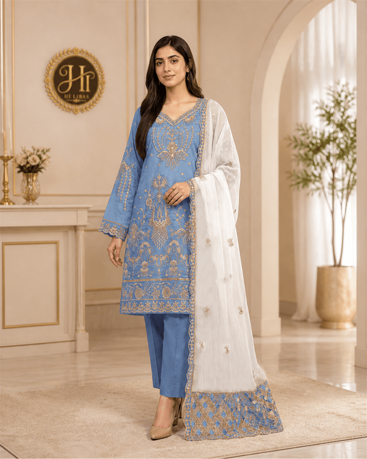 Khamaj Embroidered Cotton Suit featured image