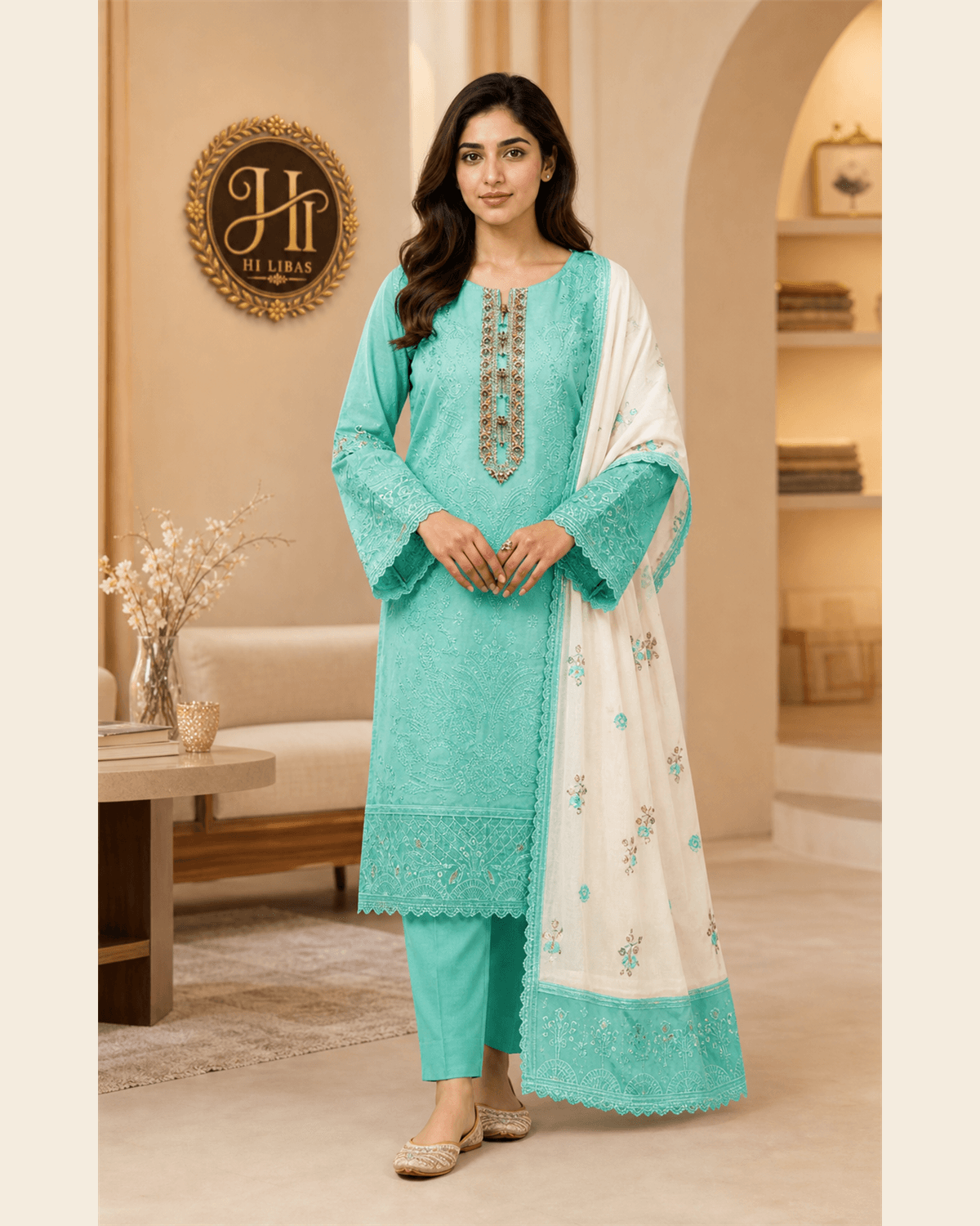 Khamaj Embroidered Cotton Suit featured image