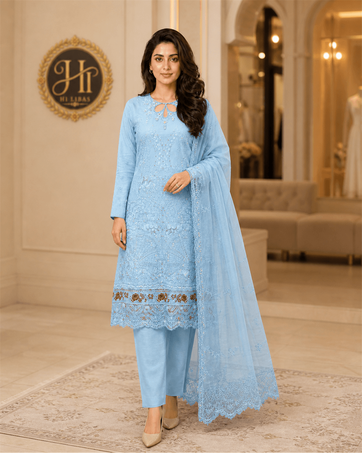 Khamaj Embroidered Cotton Suit featured image