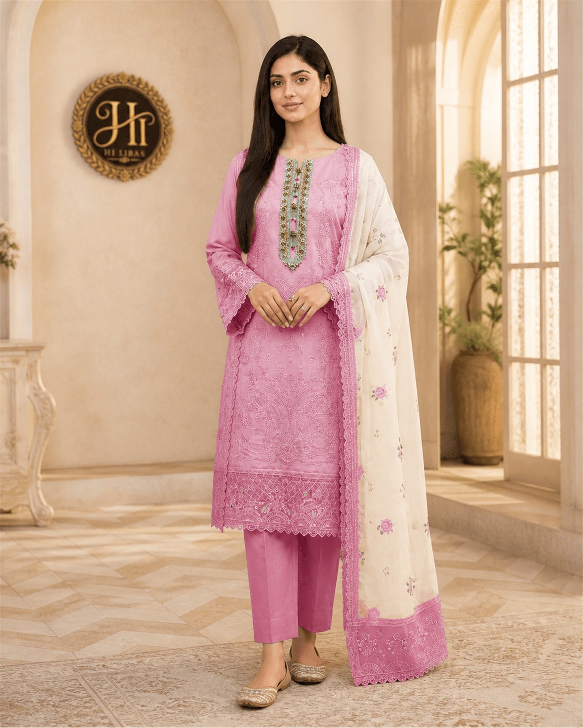Khamaj Embroidered Cotton Suit featured image