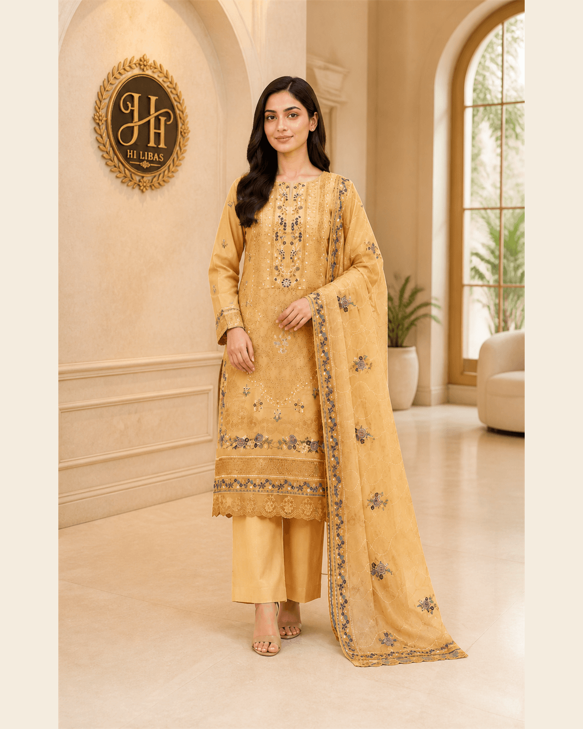 Bin Ilyas Embroidered Cotton Suit featured image