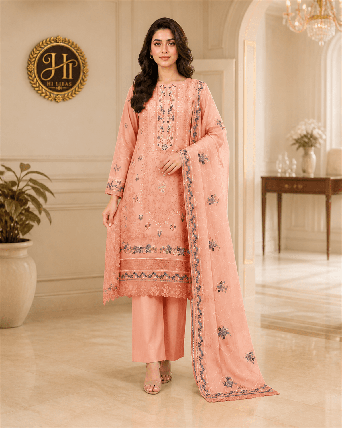 Bin Ilyas Embroidered Cotton Suit featured image