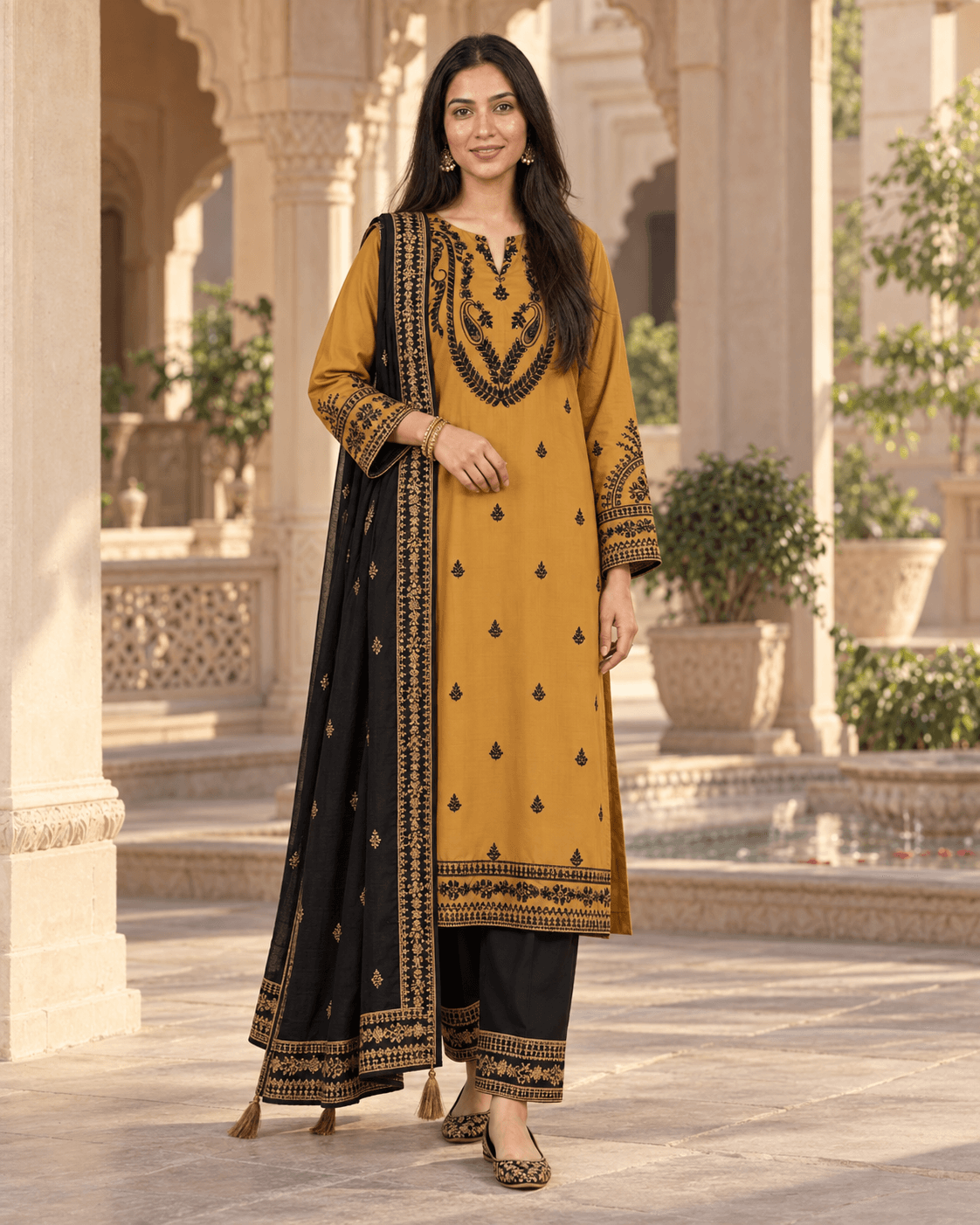 Khamaj Embroidered Cotton Suit featured image