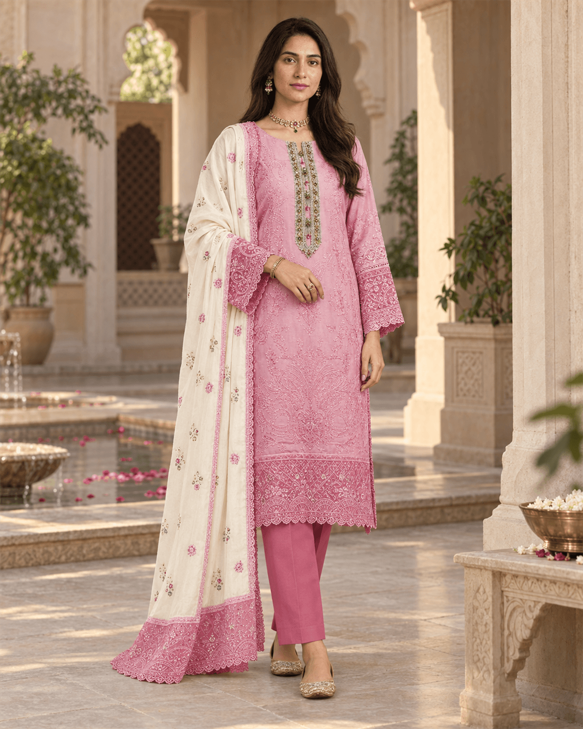 Khamaj Embroidered Cotton Suit featured image