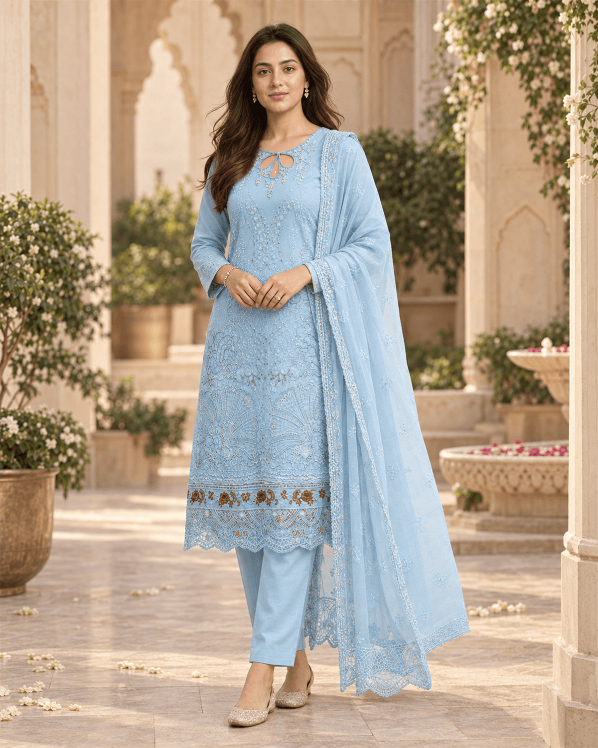 Khamaj Embroidered Cotton Suit featured image