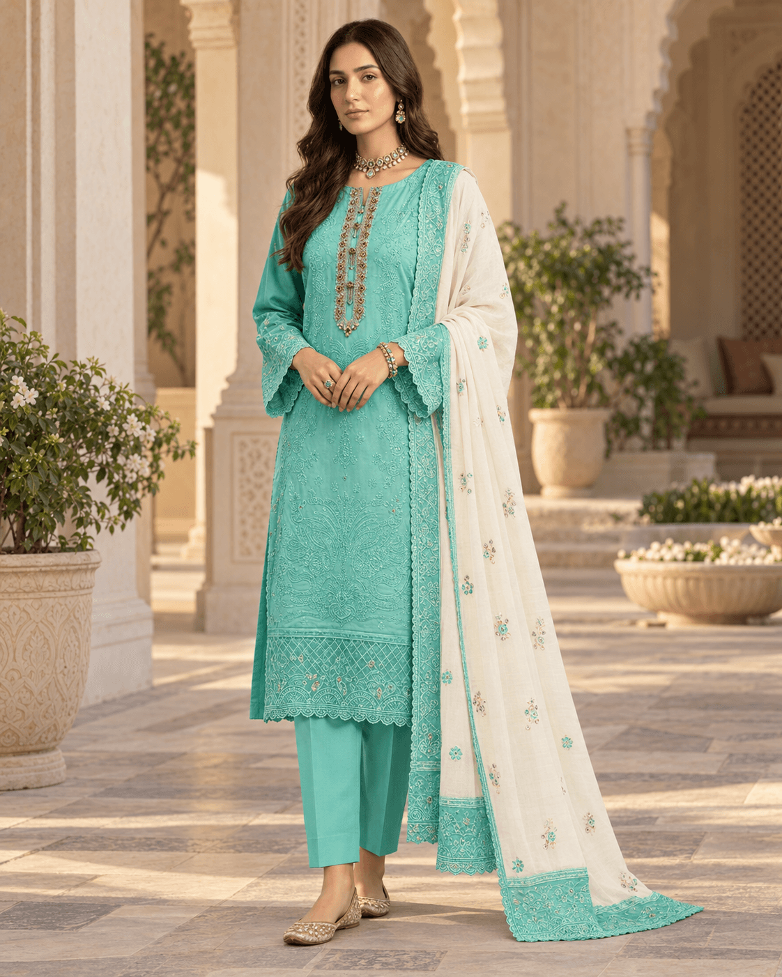 Khamaj Embroidered Cotton Suit featured image