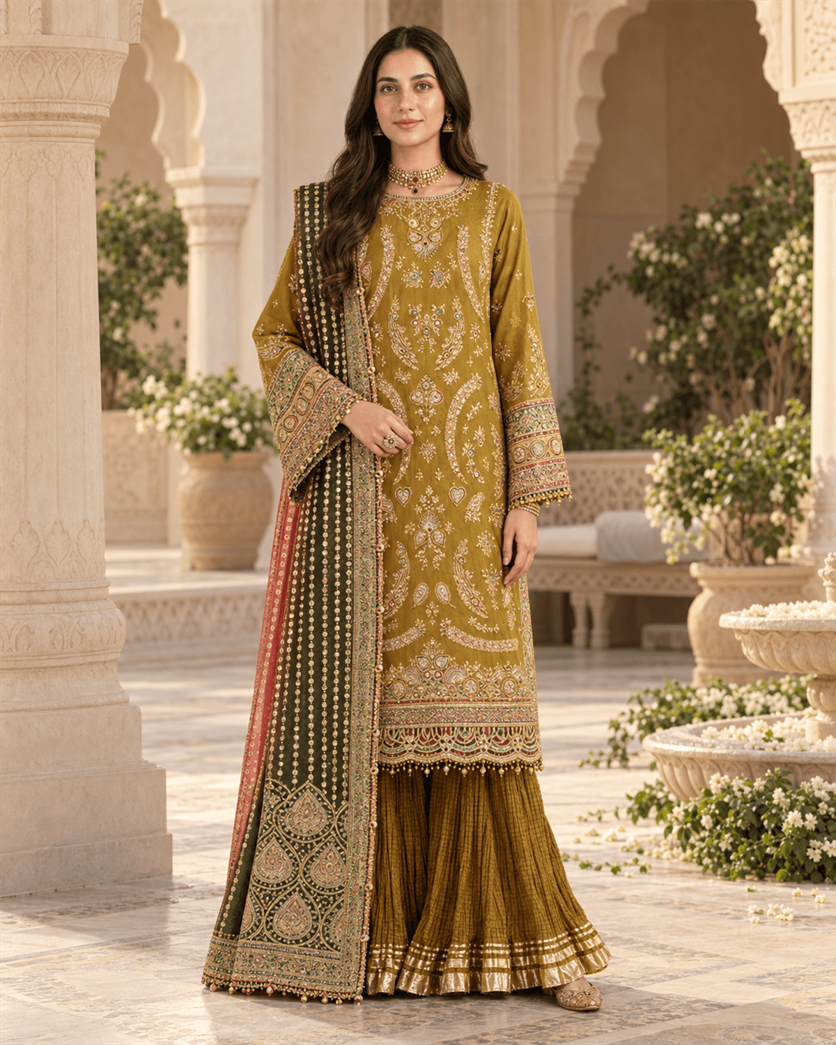 Jazmin Wedding Formal Embroidered Chiffon WF25-08 - TC-1461 Metallic Sunburst image 1